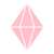 pink gemstone shaped like a diamond with five facets representing elegance and beauty